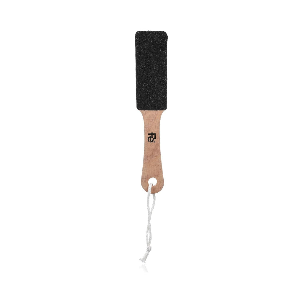 Refect Beauty wooden corn file with a black abrasive surface and a light wood handle for foot callus removal.