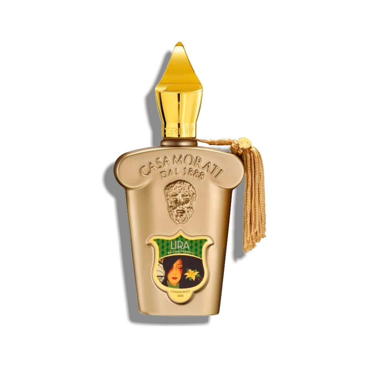 Refect Beauty Xerjoff Casamorati Lira Eau de Parfum in a gold bottle with a decorative tassel and ornate label. Main image