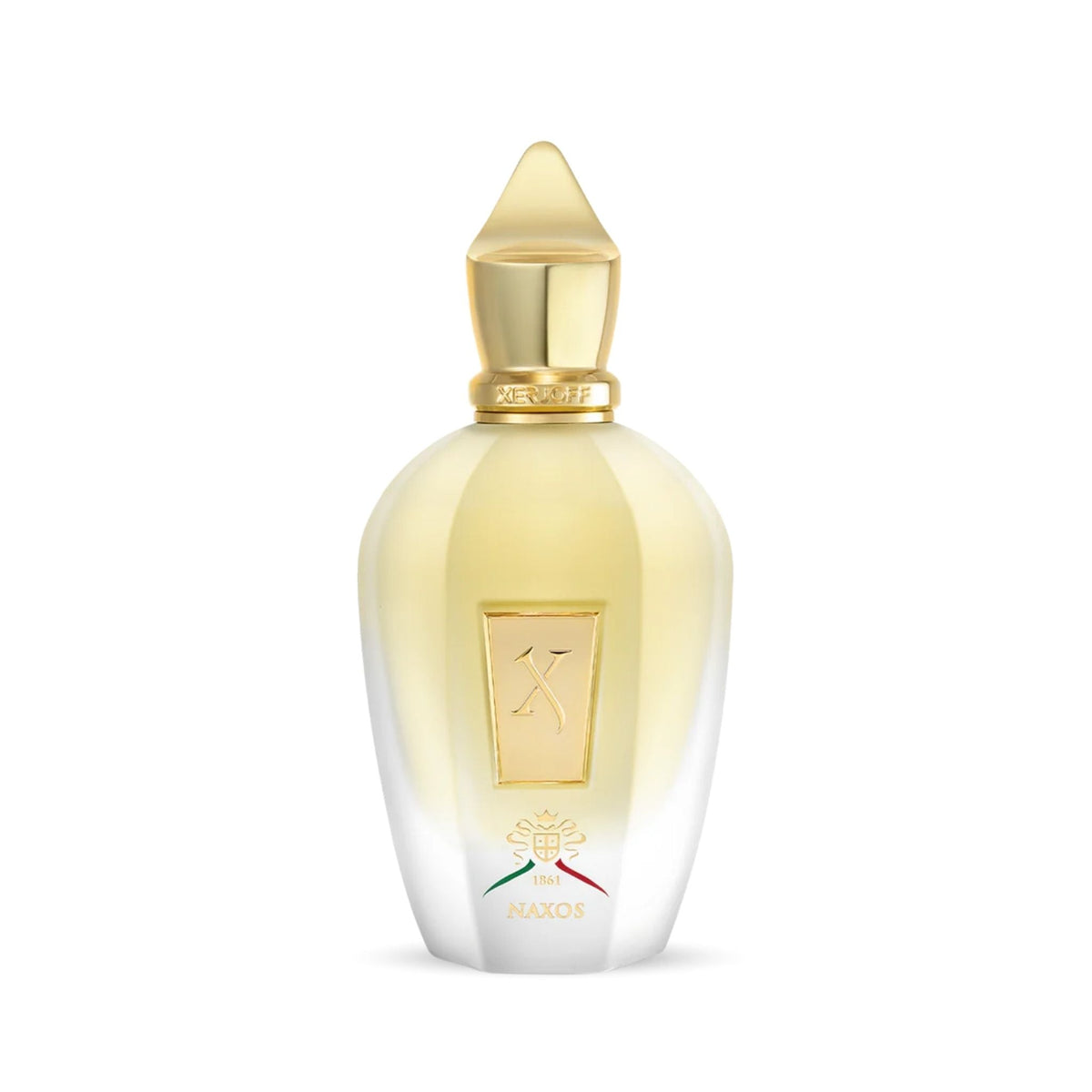 Refect Beauty Xerjoff Naxos Eau de Parfum in a sleek glass bottle with a gold cap and Italian flag detail Main image