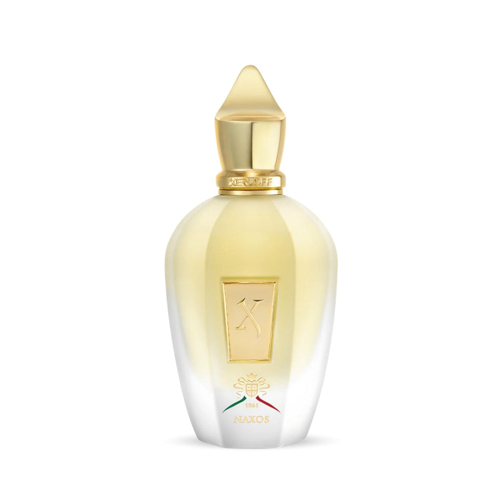 Refect Beauty Xerjoff Naxos Eau de Parfum in a sleek glass bottle with a gold cap and Italian flag detail