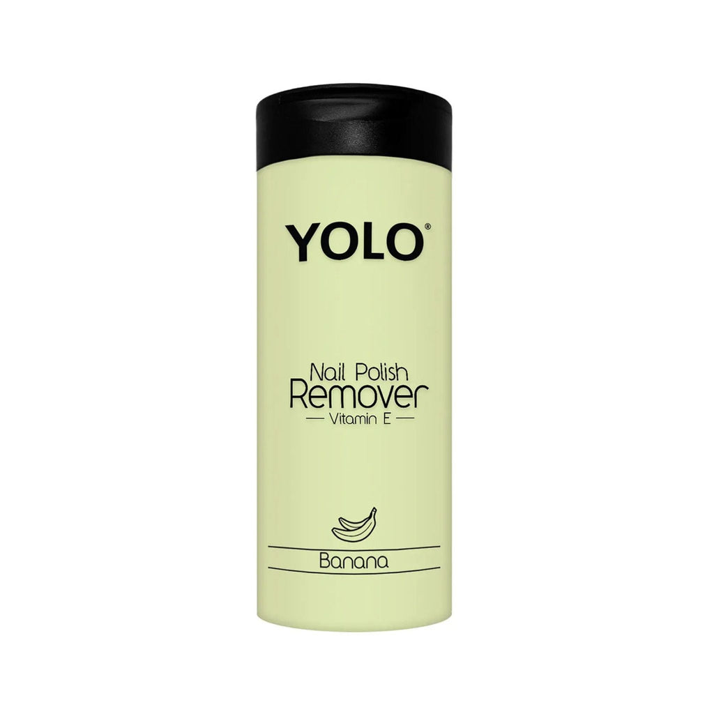 Refect Beauty Yolo banana scented nail polish remover bottle with Vitamin E and castor oil for healthy nails