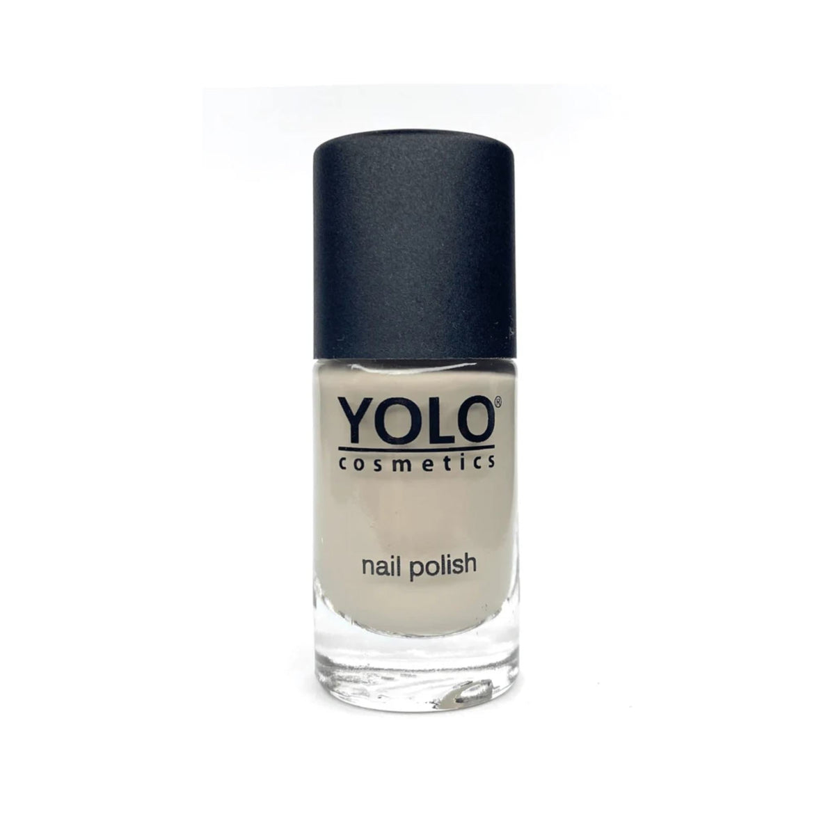 Refect Beauty Yolo nail polish bottle in a neutral beige shade with a black cap and high-gloss finish
