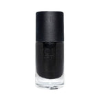 Refect Beauty Yolo black creamy nail polish in a glass bottle with a matte black cap for a glossy finish.