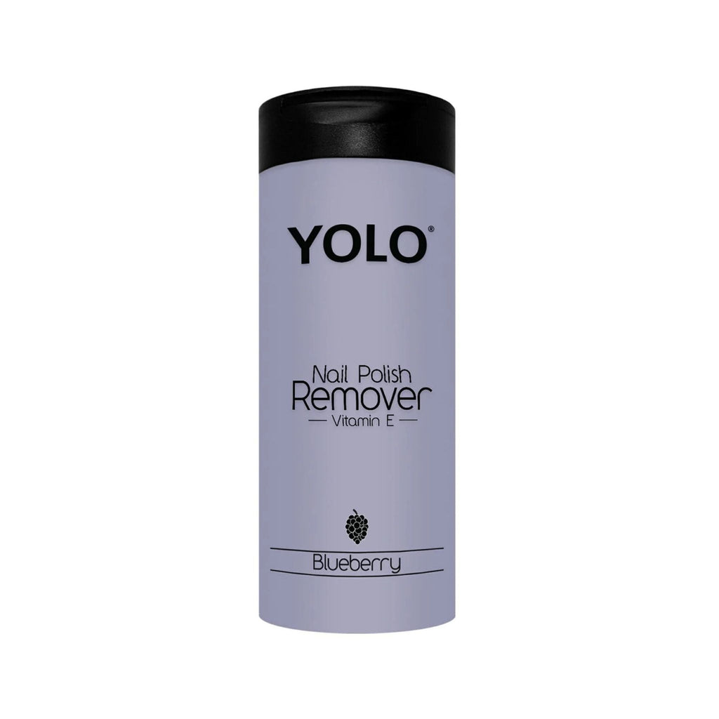 Refect Beauty YOLO blueberry scented nail polish remover bottle enriched with Vitamin E for healthy nails