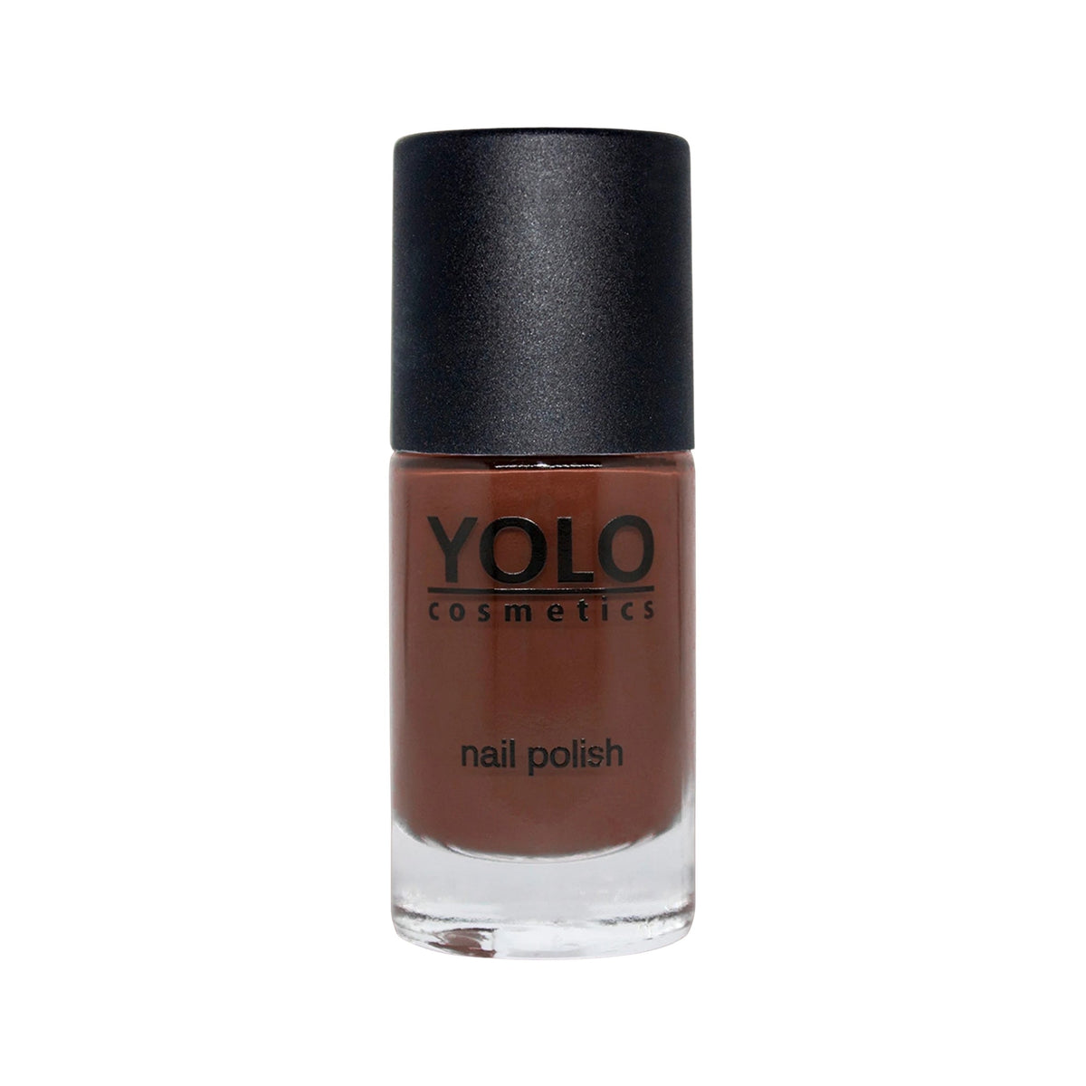 Refect Beauty Yolo creamy brown nail polish in a glass bottle with a black cap for a smooth glossy finish 127