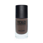 Refect Beauty Yolo Nail Polish Creamy in a rich dark brown shade with a smooth, glossy finish in a glass bottle.