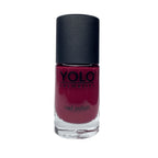 Refect Beauty Yolo Limited Edition nail polish in a deep burgundy red shade with a glossy finish in a glass bottle.