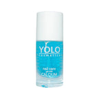 Refect Beauty Yolo Calcium nail care treatment in a clear glass bottle with a blue gel formula for strengthening nails