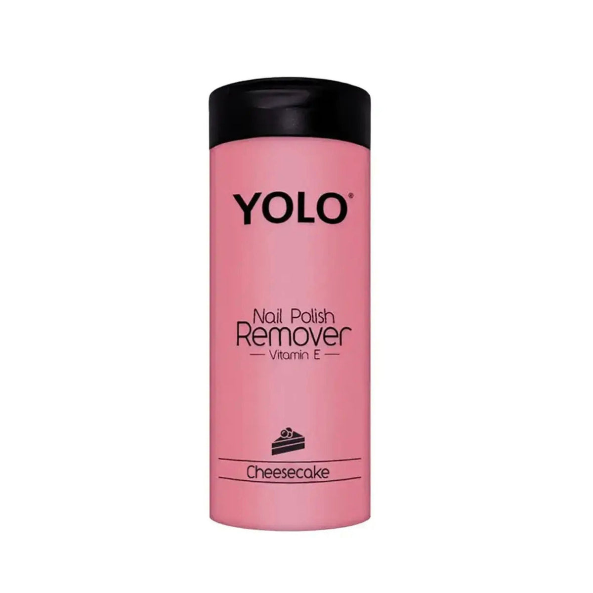 Refect Beauty Yolo pink nail polish remover bottle with Vitamin E and cheesecake scent