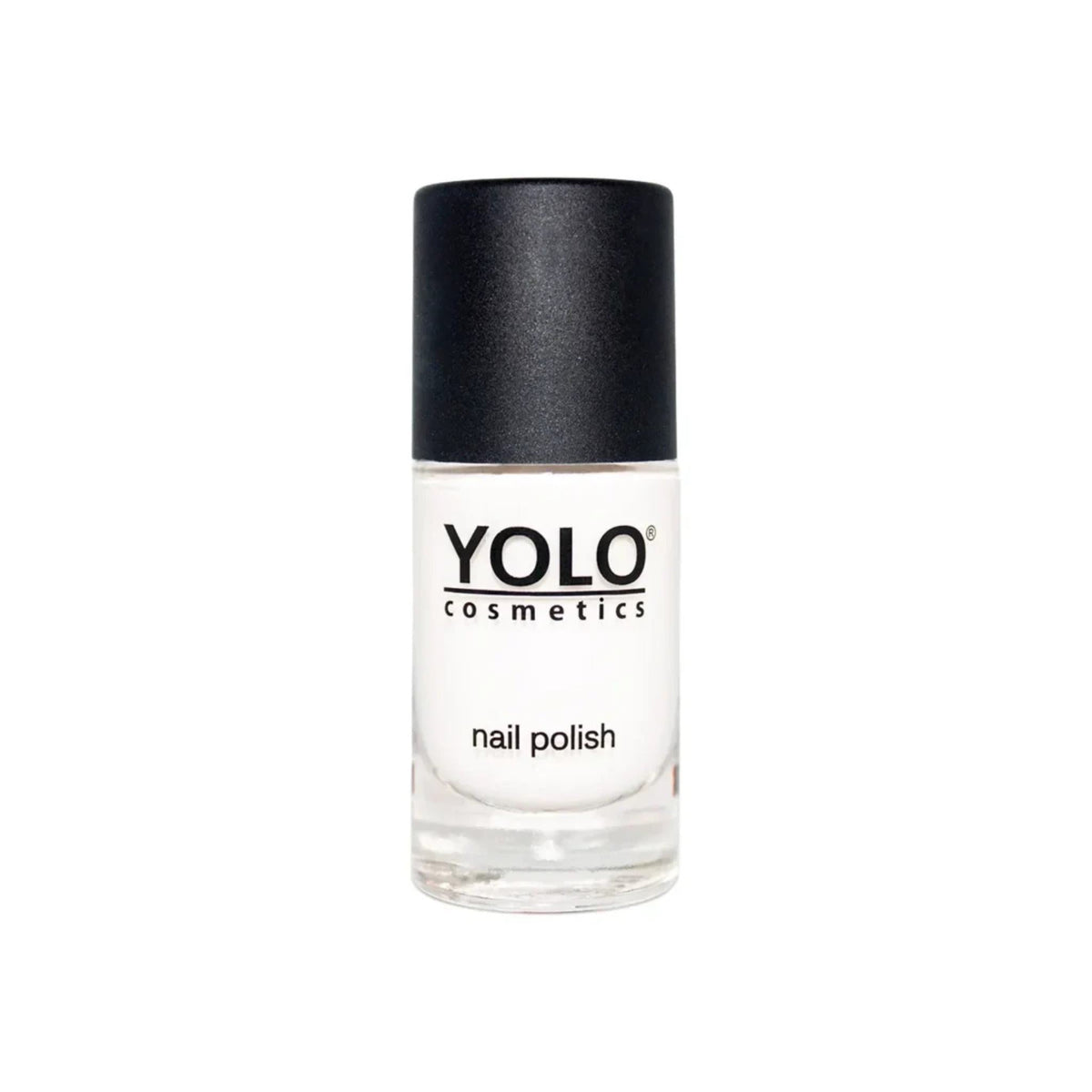 Refect Beauty YOLO clear nail polish bottle with a black cap for a high-gloss, fast-drying manicure finish.