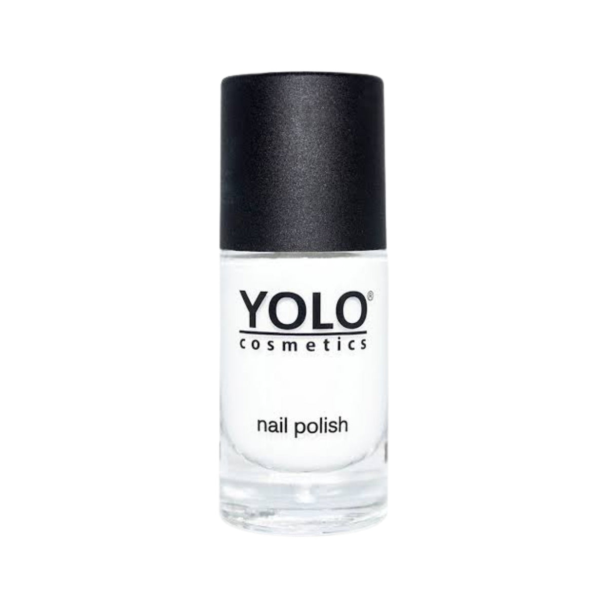 Refect Beauty Yolo clear nail polish bottle with a black cap and minimalist label design 100