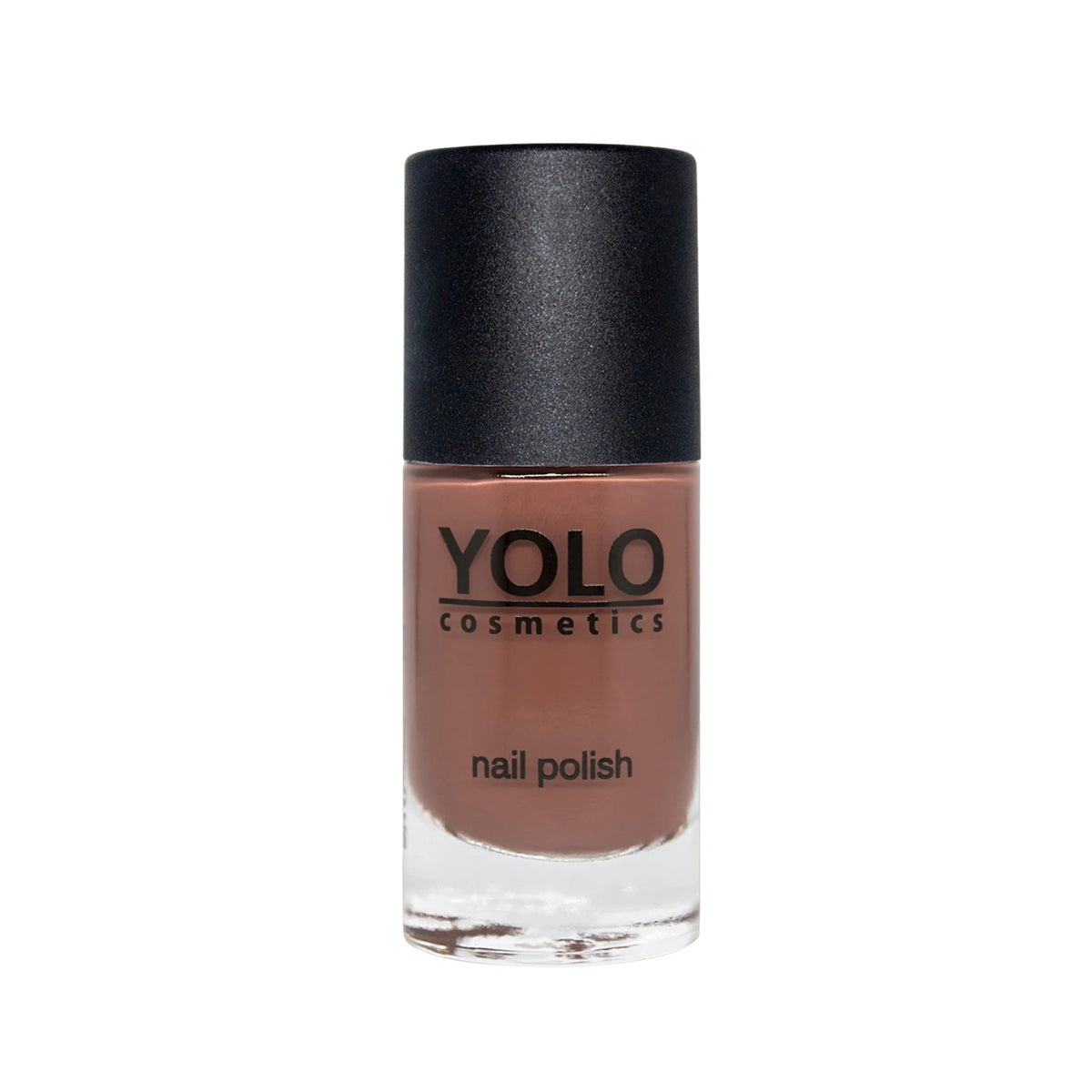 Refect Beauty Yolo creamy brown nail polish in a glass bottle with a black cap for a smooth glossy finish. 169