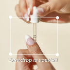 Refect Beauty Yolo Cuticle Serum being applied with a dropper to a manicured nail for hydration and nourishment