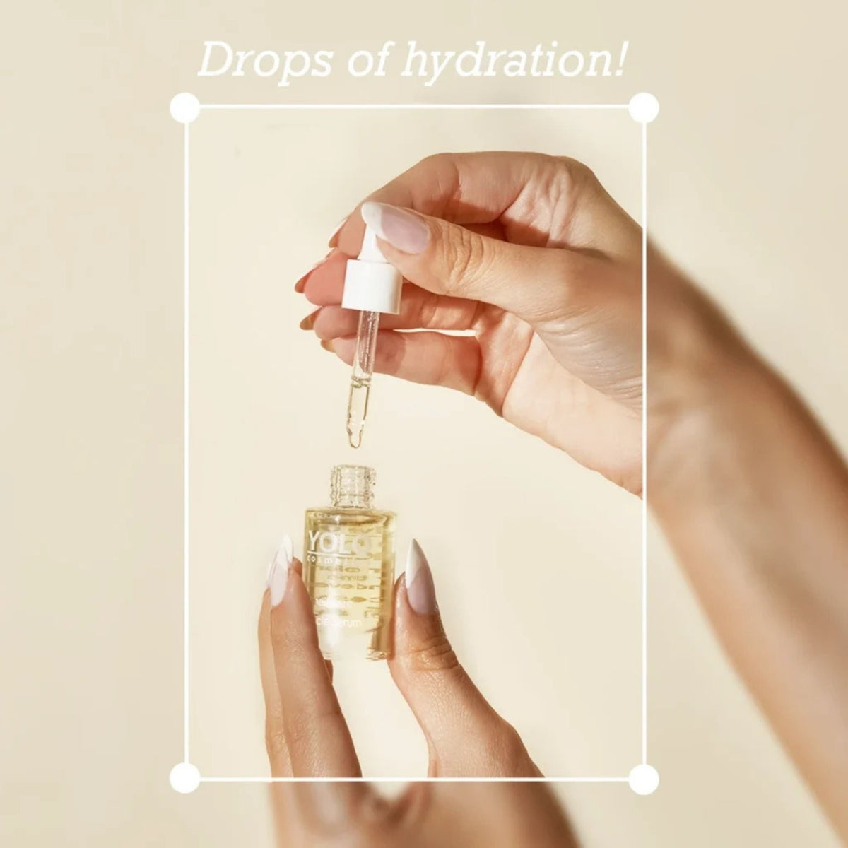Refect Beauty Yolo Cuticle Serum in a glass dropper bottle being applied to nails for deep hydration and nourishment.