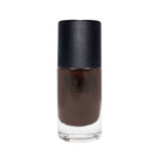 Refect Beauty Yolo Nail Polish in a rich, dark brown creamy shade with a glossy finish in a glass bottle.