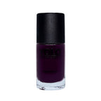 Refect Beauty Yolo creamy nail polish in a deep dark purple shade with a smooth glossy finish in a glass bottle.