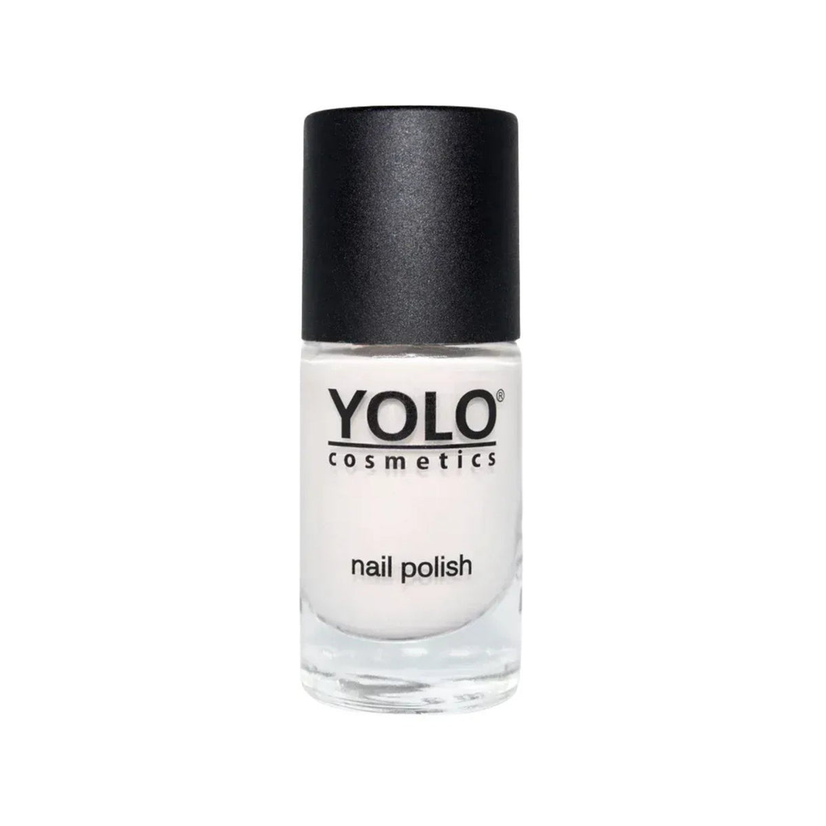 Refect Beauty Yolo French nail polish in a sheer white shade with a black cap for a classic manicure look.