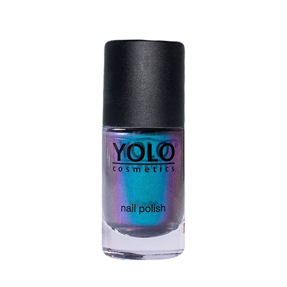 Refect Beauty Yolo Galaxies nail polish bottle with a multi-dimensional teal and purple shimmer finish Main image
