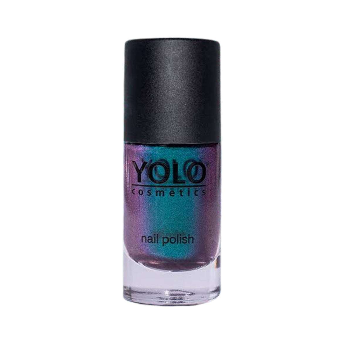 Refect Beauty Yolo Galaxies nail polish bottle with a multi-dimensional purple and teal cosmic shimmer finish