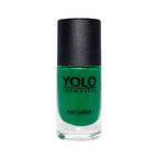 Refect Beauty Yolo Nail Polish in a vibrant green shade with a smooth, creamy, and glossy finish in a glass bottle.