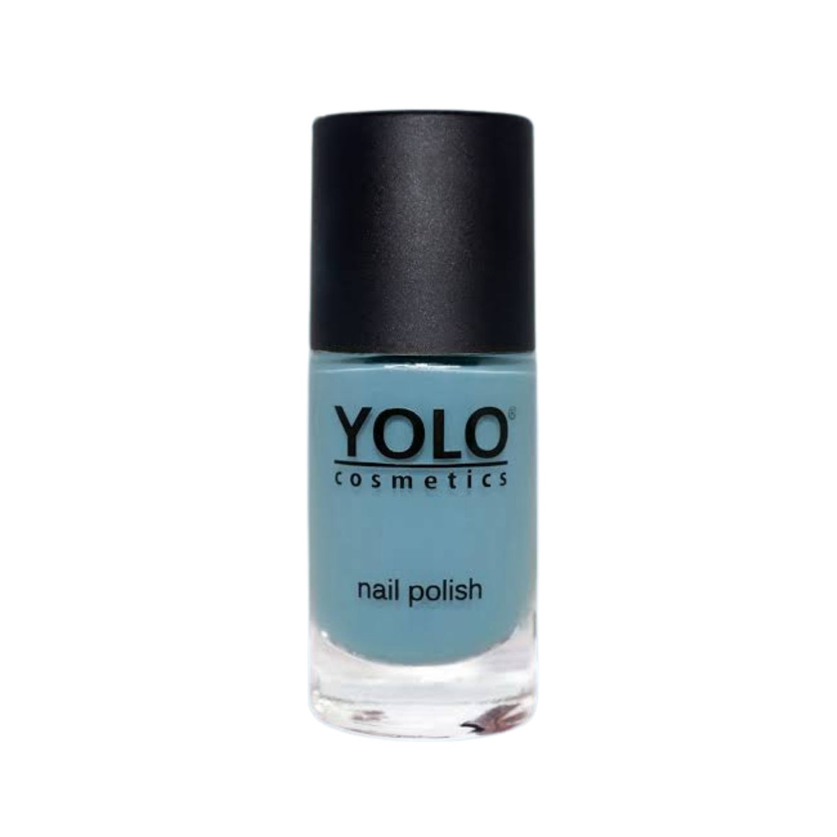 Refect Beauty Yolo Nail Polish in a creamy light blue shade with a smooth, glossy finish in a glass bottle. 242