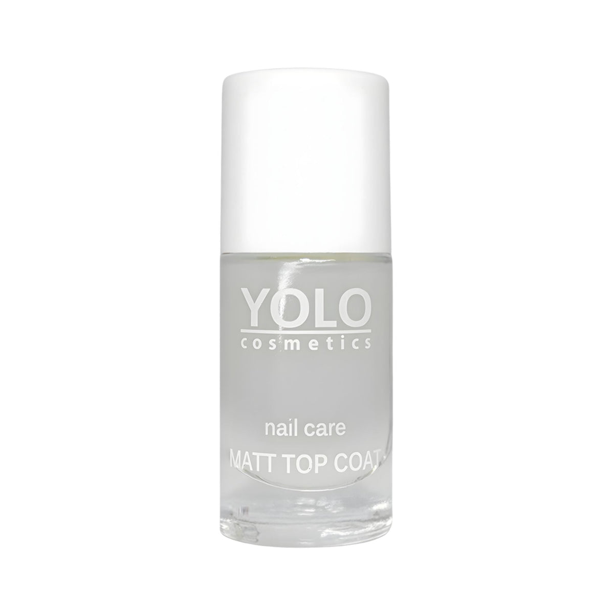 Refect Beauty Yolo matte top coat nail polish in a clear glass bottle with a white cap for a velvety finish Main image