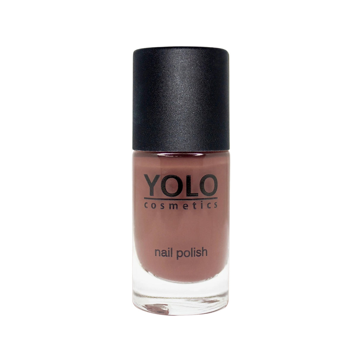 Refect Beauty Yolo creamy mauve nail polish in a glass bottle with a black cap, providing a smooth glossy finish. 126