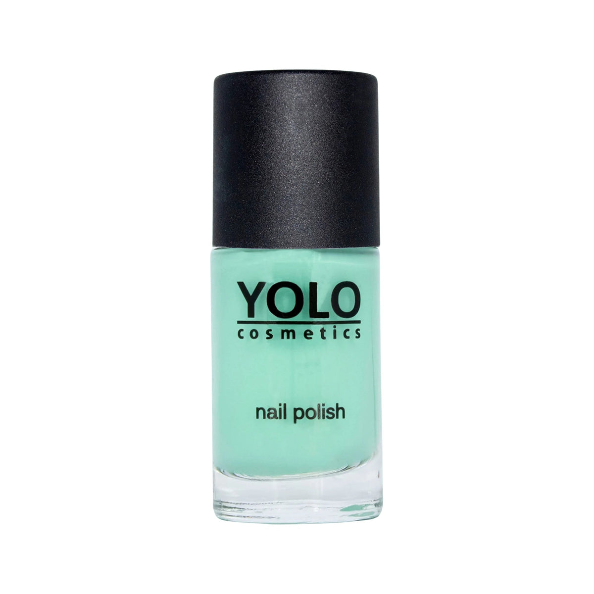 Refect Beauty Yolo creamy mint green nail polish in a glass bottle with a black cap for a smooth glossy finish. 173