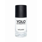 Refect Beauty Yolo Nail Polish bottle with a clear glass container and black cap on a white background.