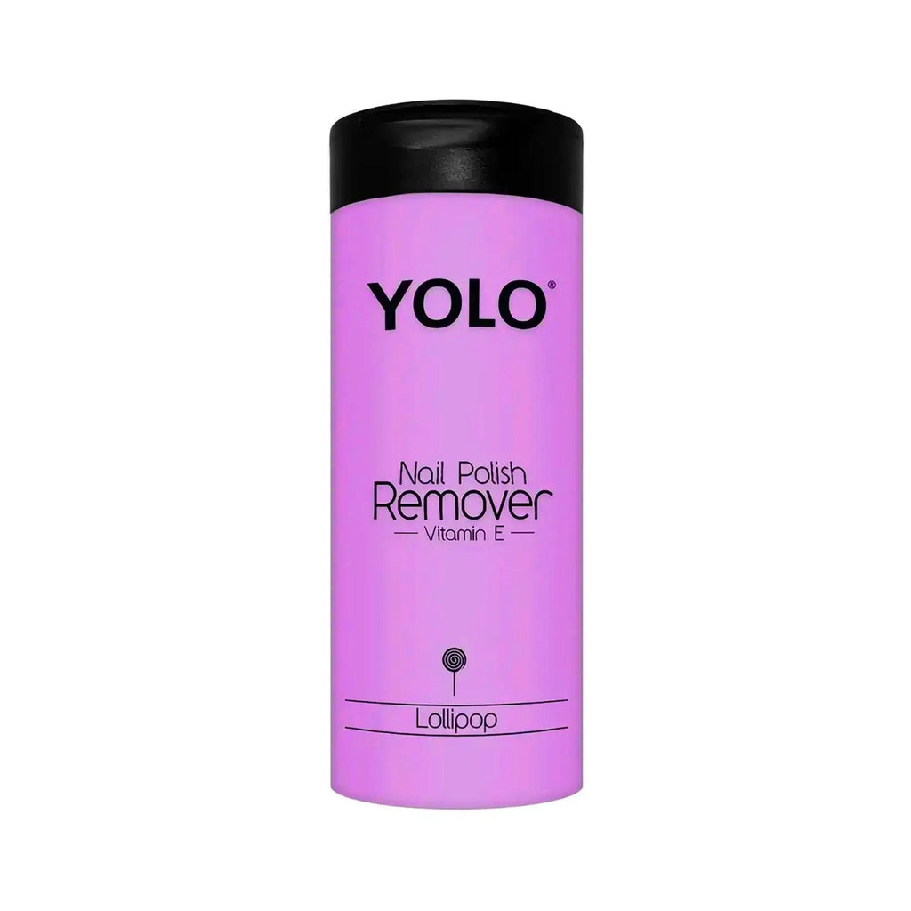 Refect Beauty YOLO Lollipop scented nail polish remover bottle in purple with Vitamin E and castor oil formula