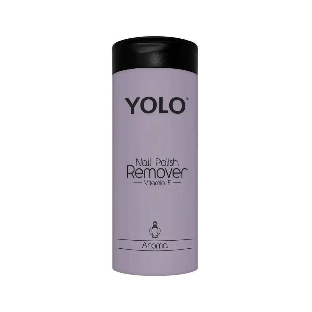 Refect Beauty YOLO nail polish remover bottle in light purple with Vitamin E and a black cap