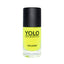 Refect Beauty Yolo neon yellow nail polish in a clear glass bottle with a black cap for a vibrant glossy finish.