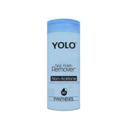 Refect Beauty Yolo non-acetone nail polish remover bottle with panthenol in a light blue cylinder container.