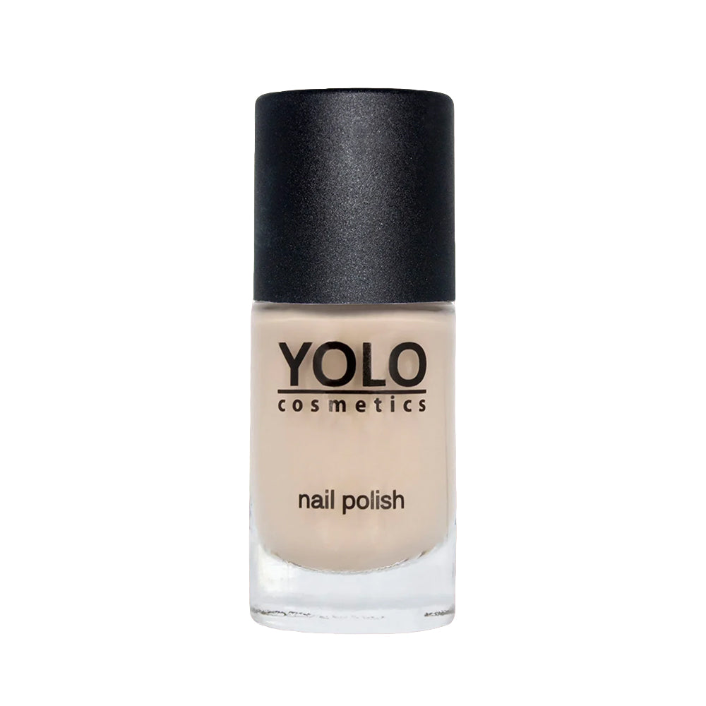 Refect Beauty Yolo nude nail polish bottle with a glossy finish and black cap against a white background