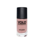 Refect Beauty Yolo nail polish in a soft nude pink shade with a high-gloss finish in a glass bottle.