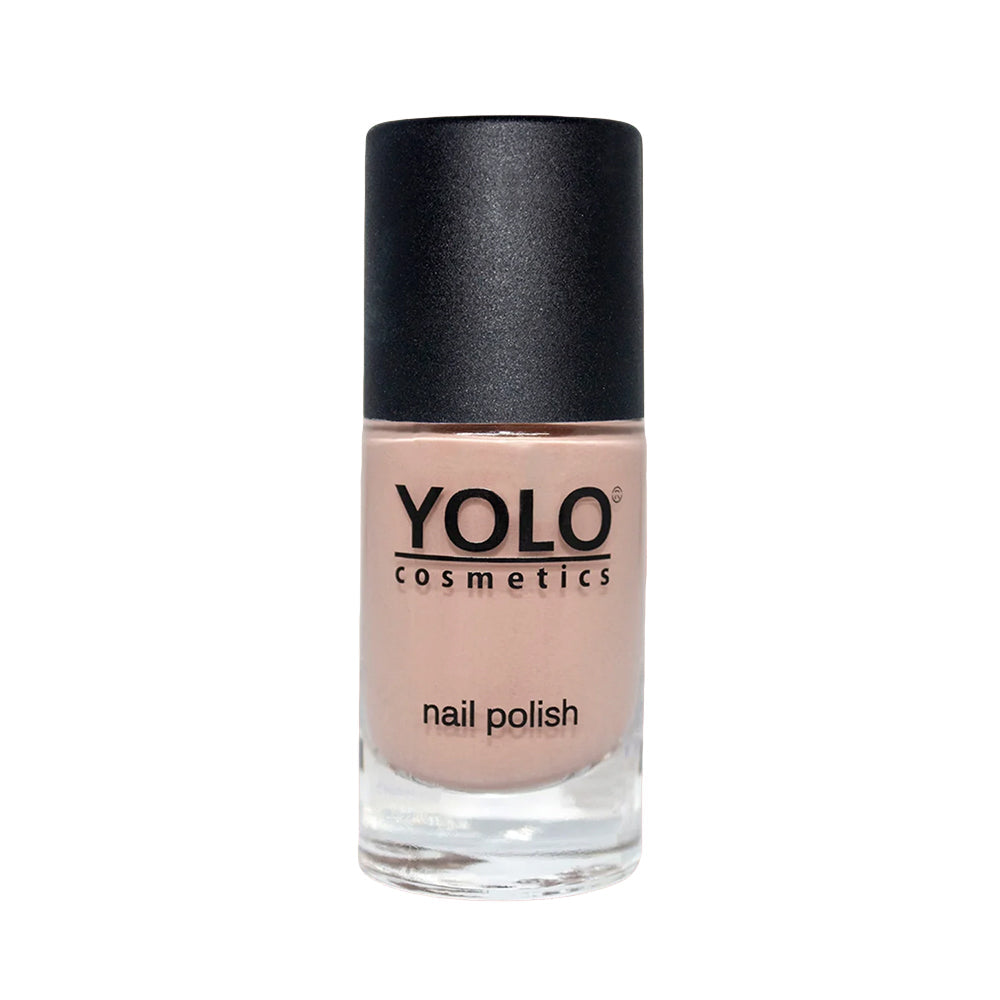 Refect Beauty Yolo nude nail polish in a clear glass bottle with a black cap for a smooth glossy manicure Main image
