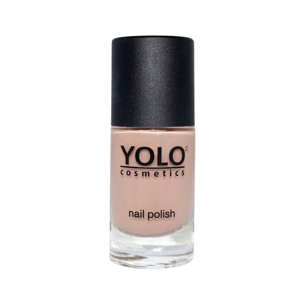 Refect Beauty Yolo nude nail polish in a clear glass bottle with a black cap for a smooth, glossy manicure finish.