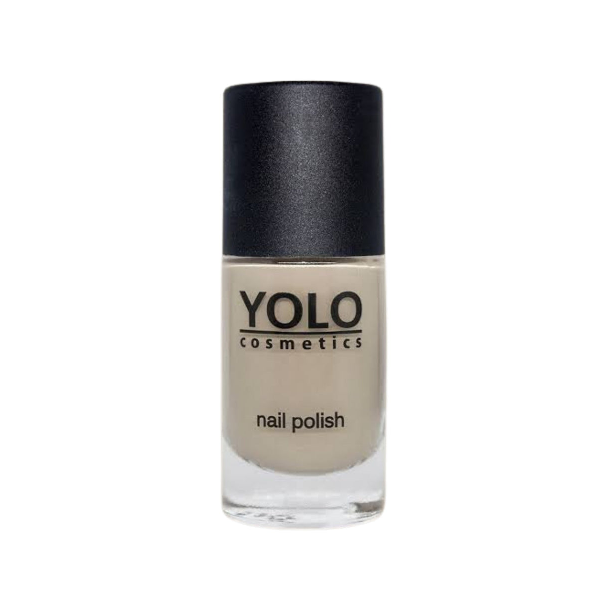 Refect Beauty Yolo nude nail polish in a clear glass bottle with a black cap for a glossy, elegant manicure.