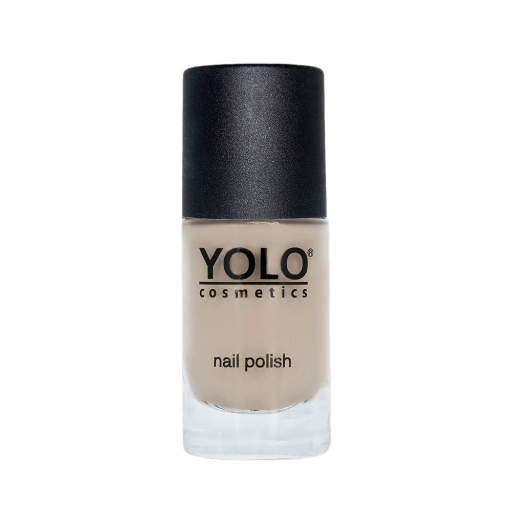 Refect Beauty Yolo nude nail polish bottle with a glossy finish and black cap on a white background