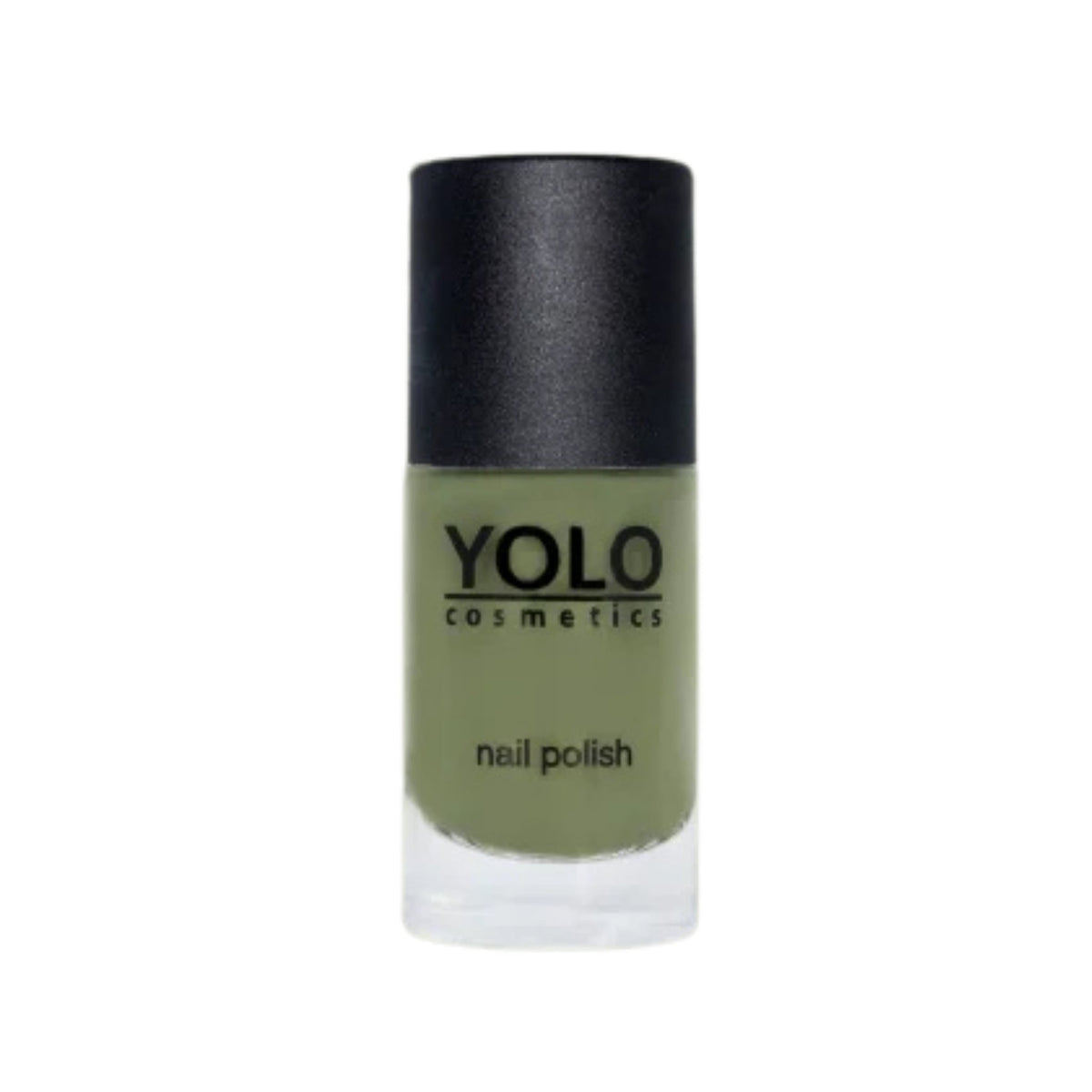 Refect Beauty Yolo Nail Polish in a creamy olive green shade with a smooth, glossy finish in a glass bottle. 202