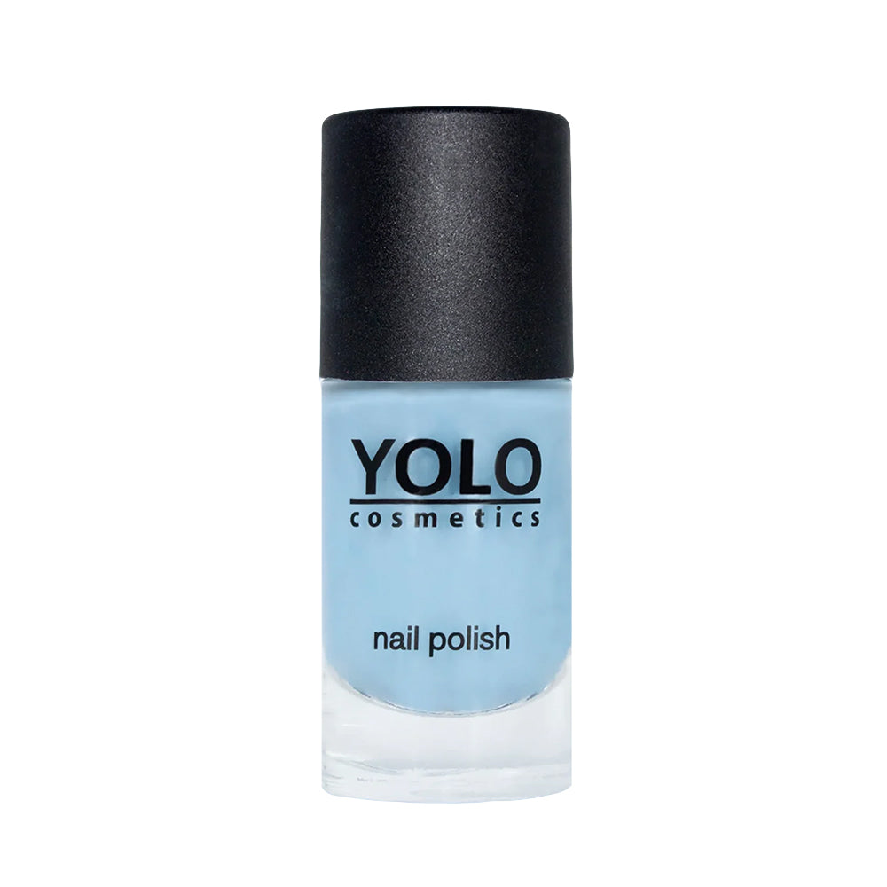 Refect Beauty Yolo pastel light blue nail polish in a glass bottle with a black cap Main image