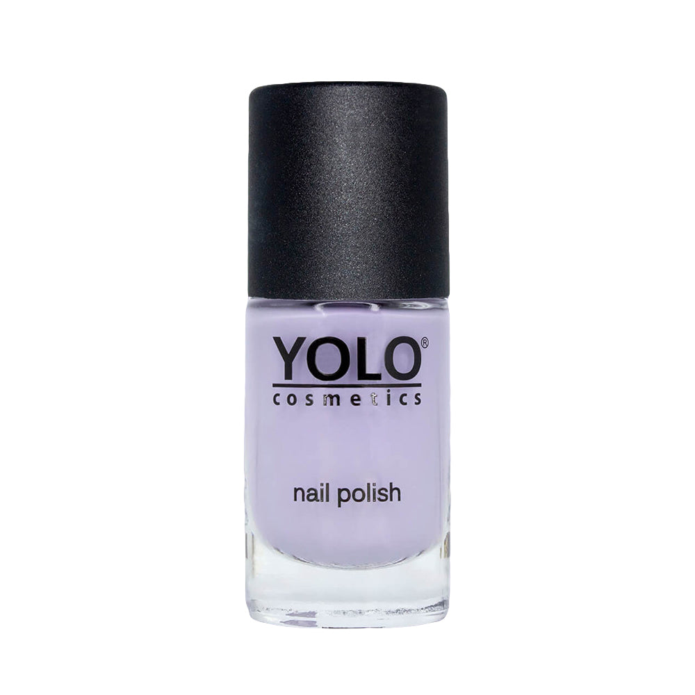 Refect Beauty Yolo pastel lavender nail polish in a glass bottle with a black cap for a glossy manicure finish.