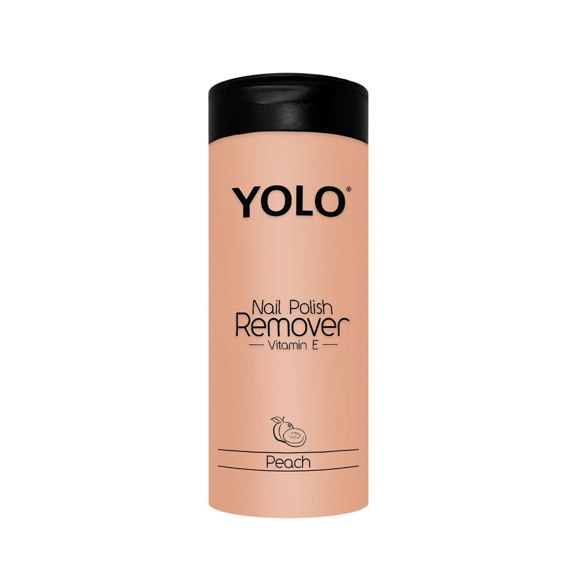 Refect Beauty YOLO peach scented nail polish remover bottle with Vitamin E and castor oil for healthy nails