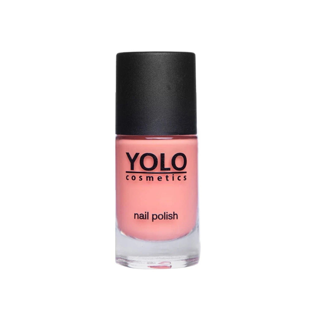 Refect Beauty Yolo nail polish in a soft peach shade with a high-gloss finish in a glass bottle