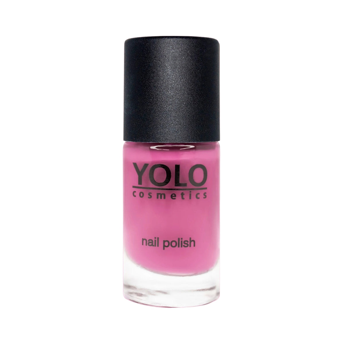 Refect Beauty Yolo Nail Polish in a vibrant pink creamy finish, presented in a clear glass bottle with a black cap. 119