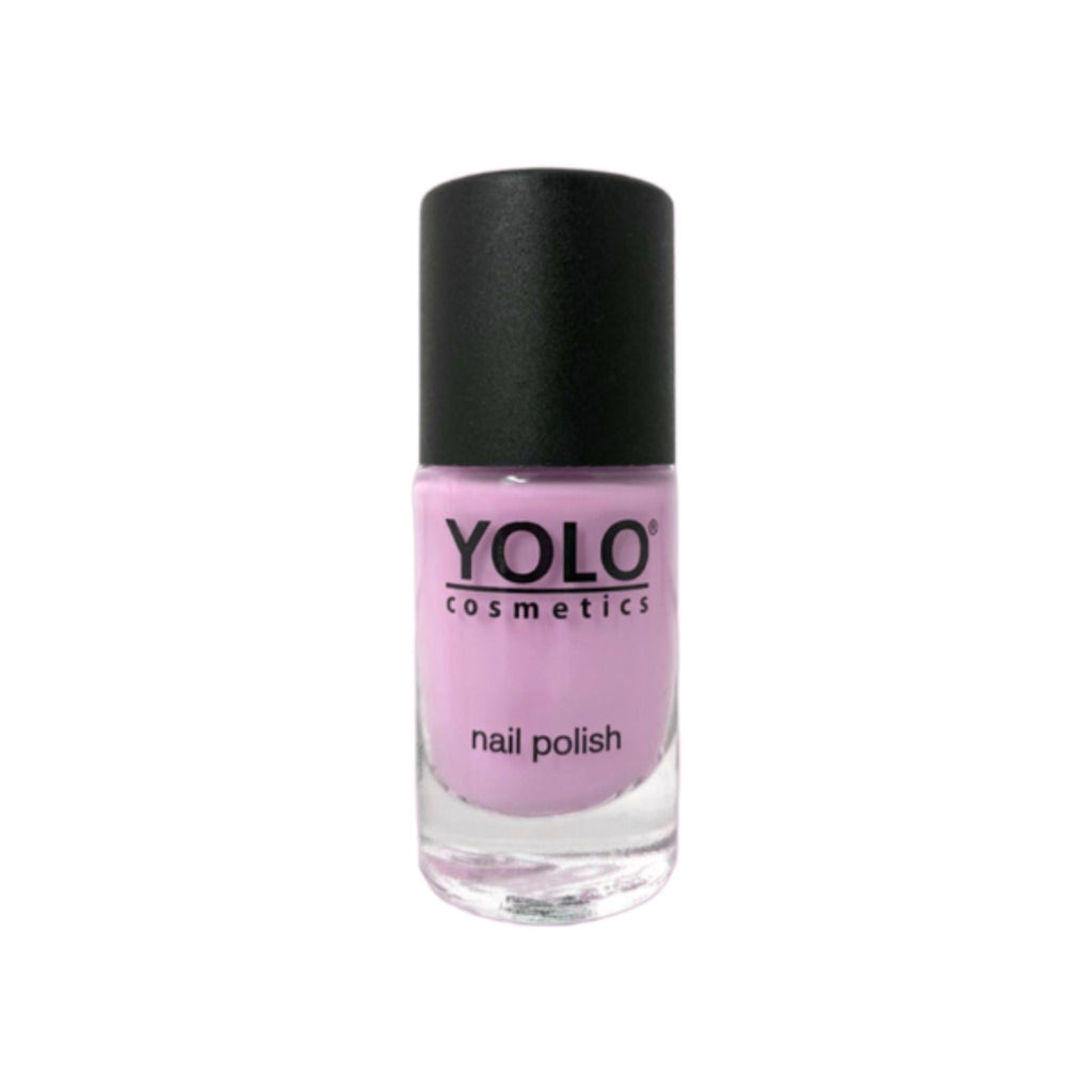 Refect Beauty Yolo Limited Edition light purple nail polish in a glass bottle with a black cap