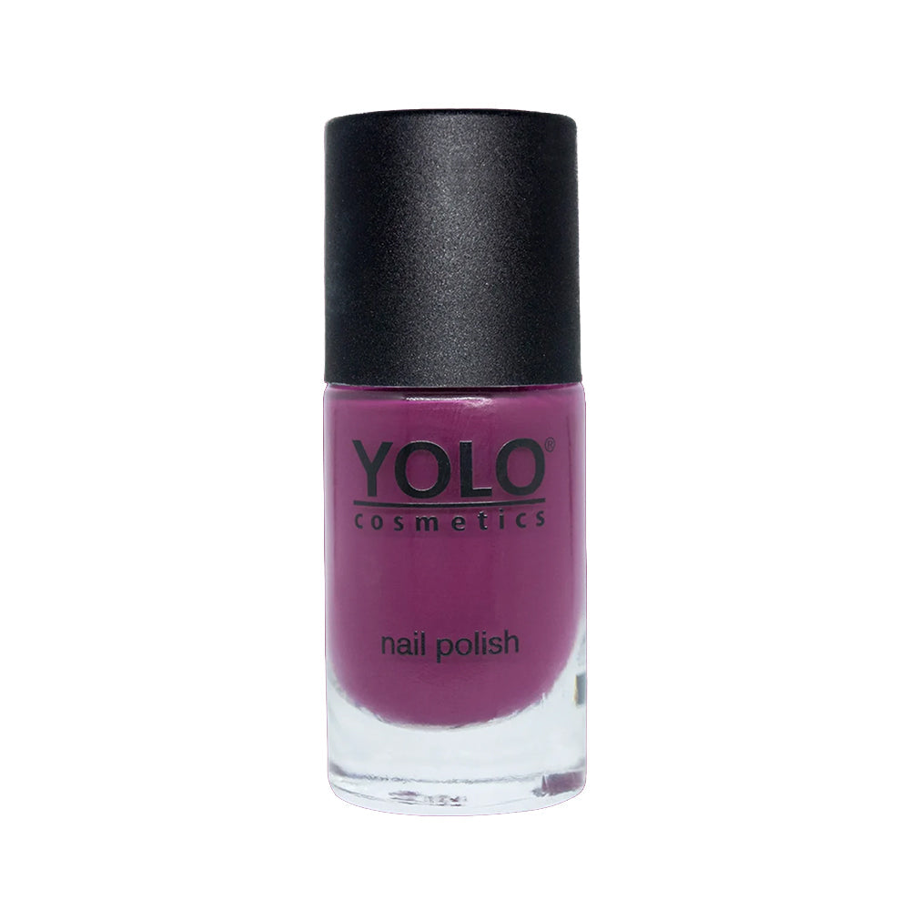 Refect Beauty Yolo Nail Polish Creamy in a rich purple shade with a smooth, glossy finish in a glass bottle.