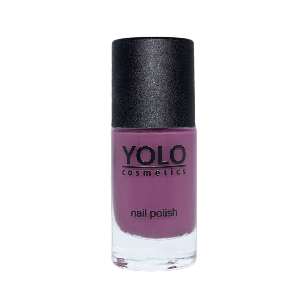 Refect Beauty Yolo Nail Polish Creamy in a rich purple shade with a smooth, glossy finish in a glass bottle.