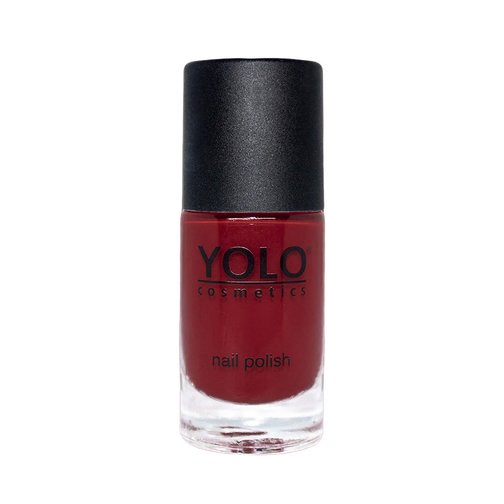 Refect Beauty Yolo creamy red nail polish bottle with a black cap for a smooth glossy manicure finish.