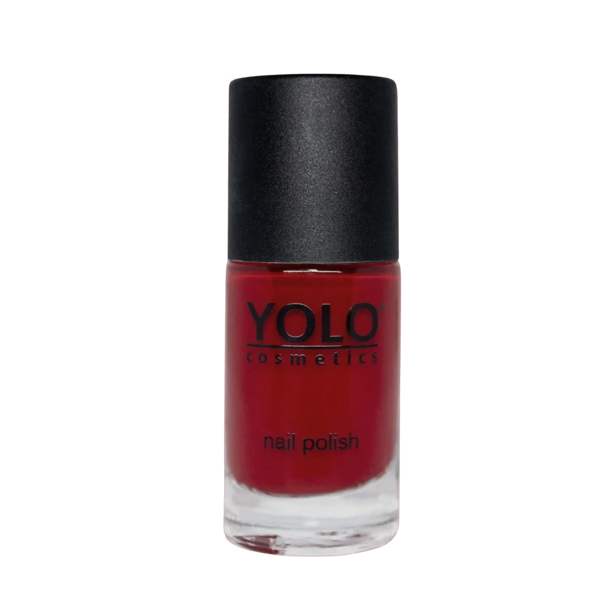 Refect Beauty Yolo Nail Polish in a deep red creamy shade with a smooth glossy finish in a glass bottle. 244